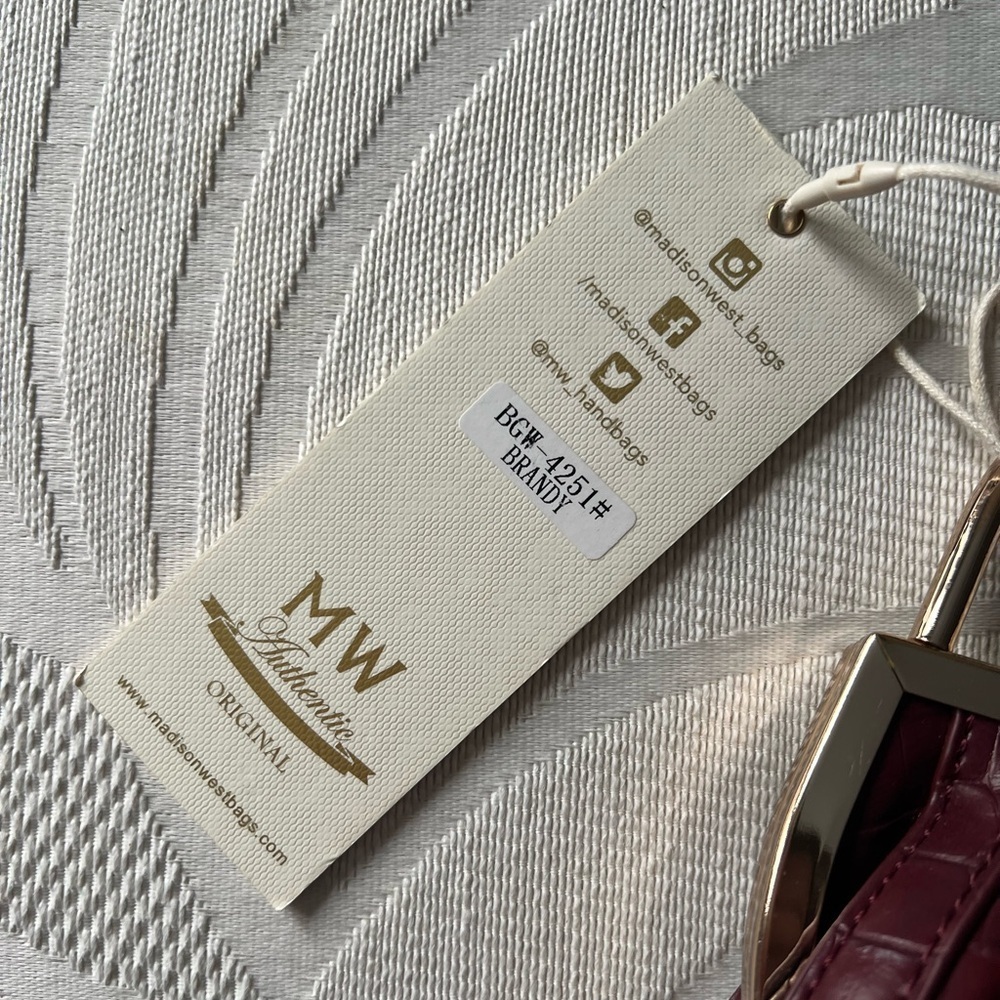 NWT Burgundy Crocodile-Embossed Bag - Picture 2 of 5